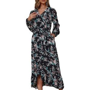 NWT 2 dresses! SPIEZ Women's Floral Printed V Neck Dress Long Sleeve Maxi Size M